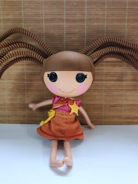 2010 MGA Lalaloopsy Doll Brown Hair Orange Dress Cute Collectible Button Eyes